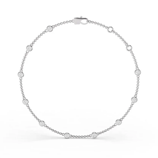 Silver bracelet with chain links on a white background