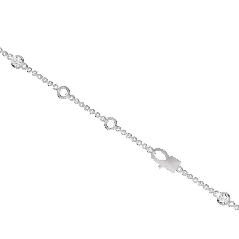 Silver bracelet with chain links on a white background