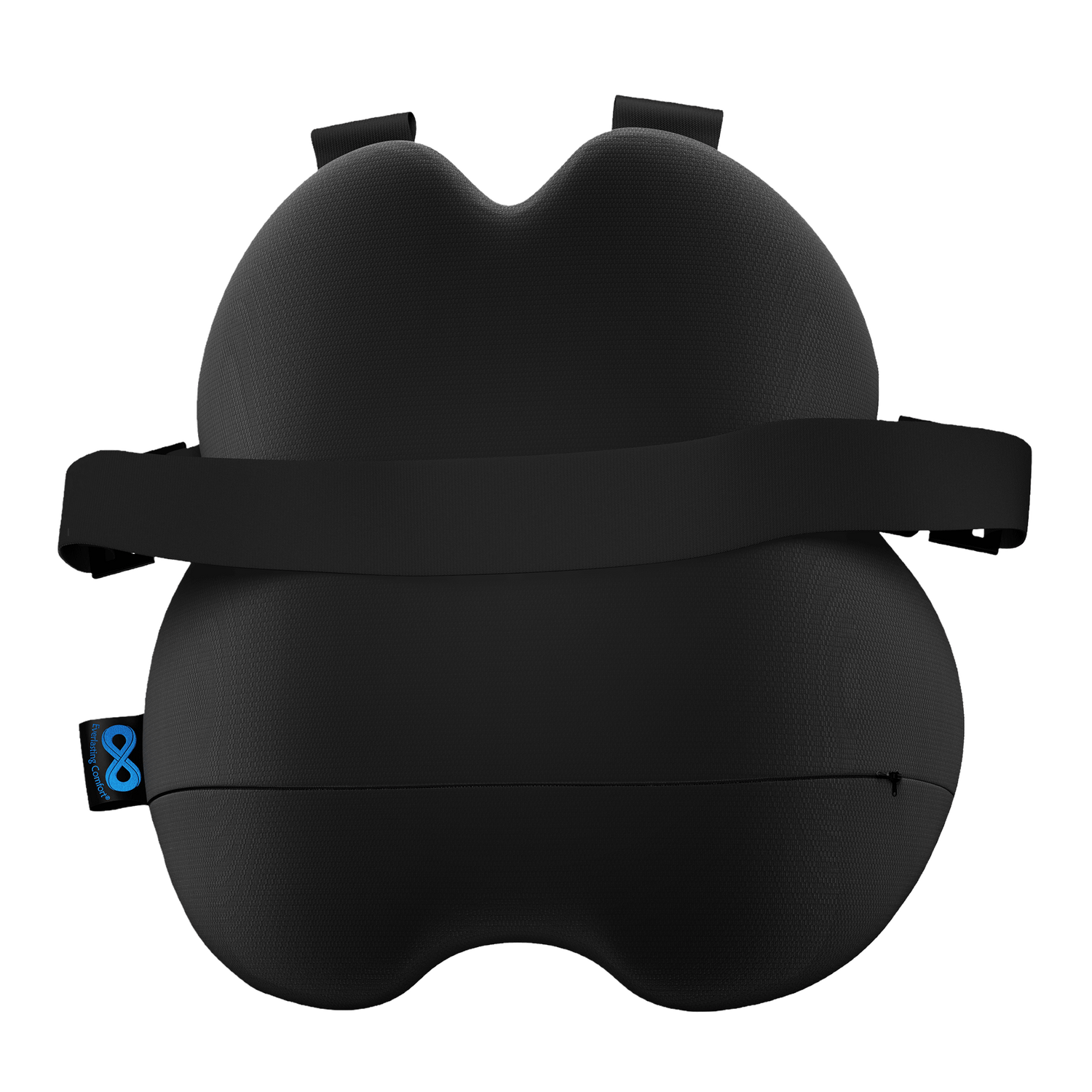 Black protective gear with straps on a white background