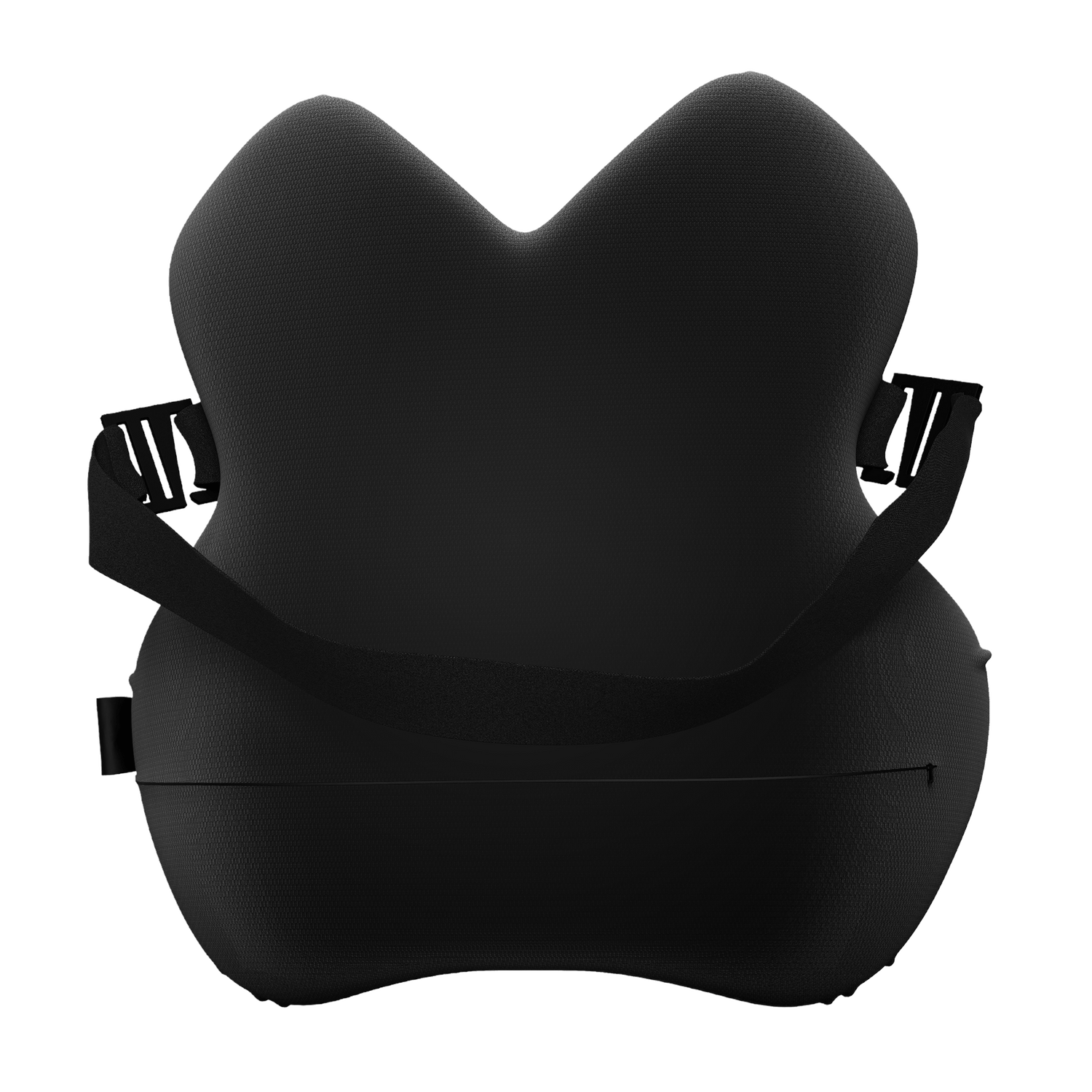 Black car seat cover with straps on a white background