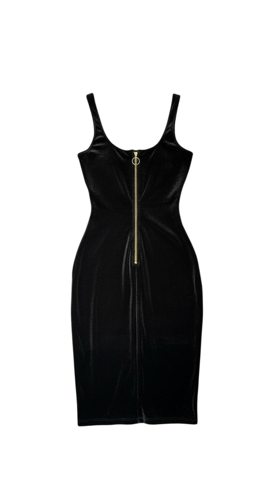 Black dress with thin straps on a white background