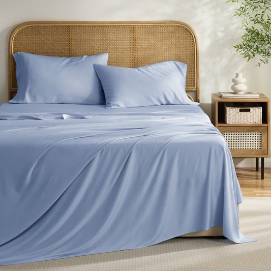 Kathy Ireland 4-Piece Cooling Bamboo Blend Sheet Set - Light Blue
