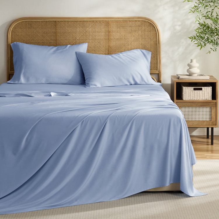 Kathy Ireland 4-Piece Cooling Bamboo Blend Sheet Set - Light Blue