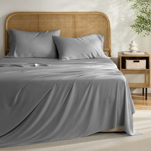 Kathy Ireland 4-Piece Cooling Bamboo Blend Sheet Set - Grey