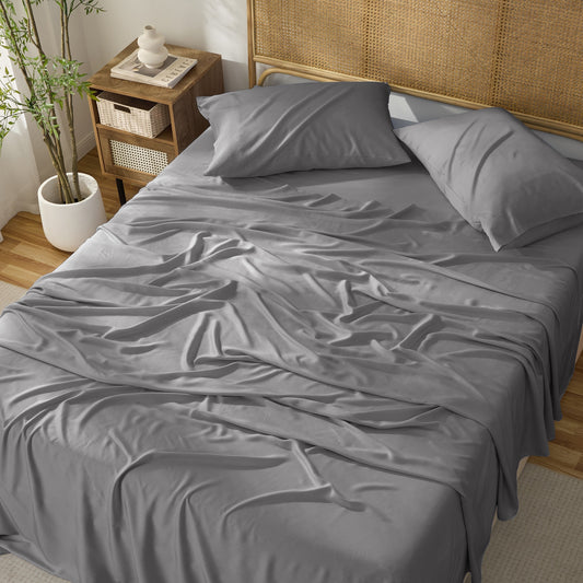 Kathy Ireland 4-Piece Cooling Bamboo Blend Sheet Set - Grey