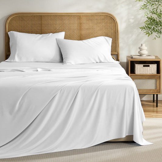Kathy Ireland 4-Piece Cooling Bamboo Blend Sheet Set - White