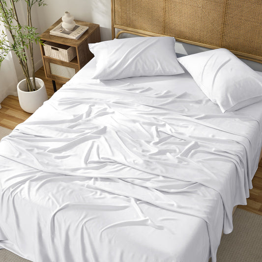Kathy Ireland 4-Piece Cooling Bamboo Blend Sheet Set - White