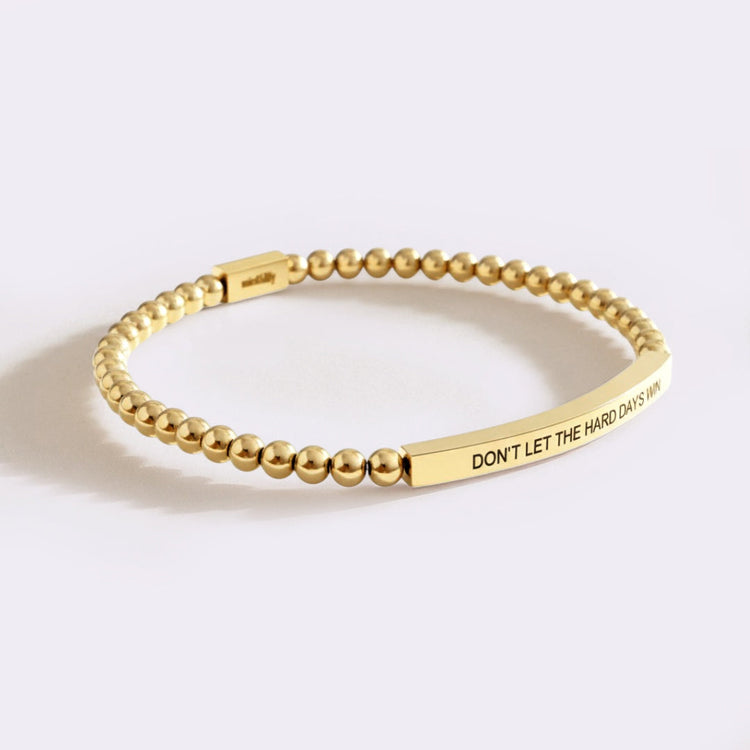 Don't Let The Hard Days Win Beaded Inspire Bracelet - Gold - Gold
