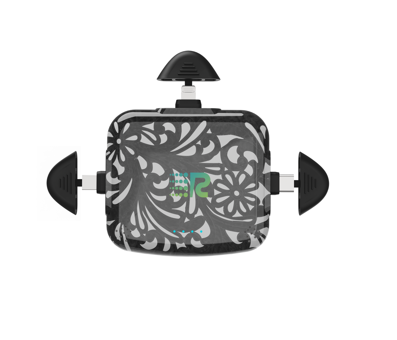 Decorative car air freshener with floral pattern on a white background