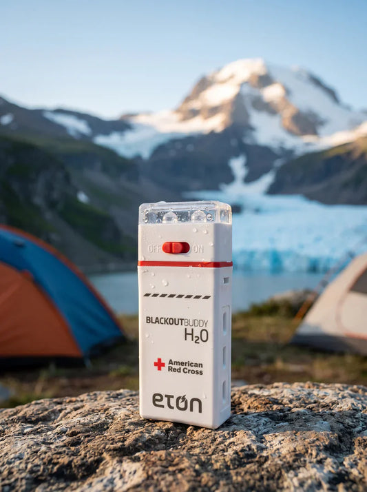 Four Eton Blackout H2O containers with American Red Cross branding on a white background