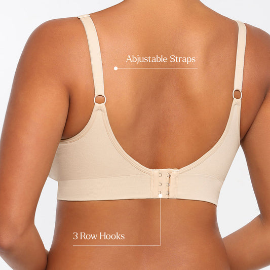 Seamless Comfort Removable Pad Everyday Bra- Slim Strap - Beige
