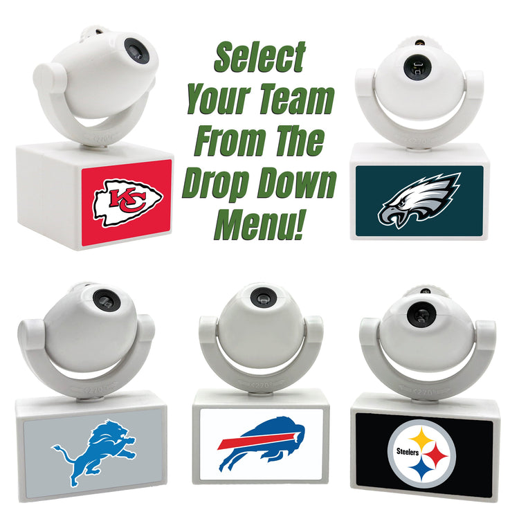 Set of sports team logo blocks with dropdown menu for selection on a white background