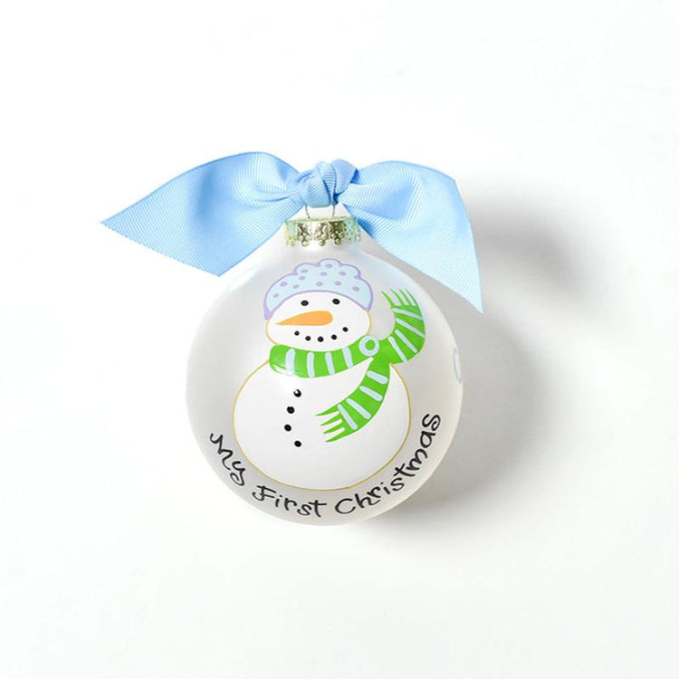 My First Christmas Snowman Boy 100mm Glass Ornament