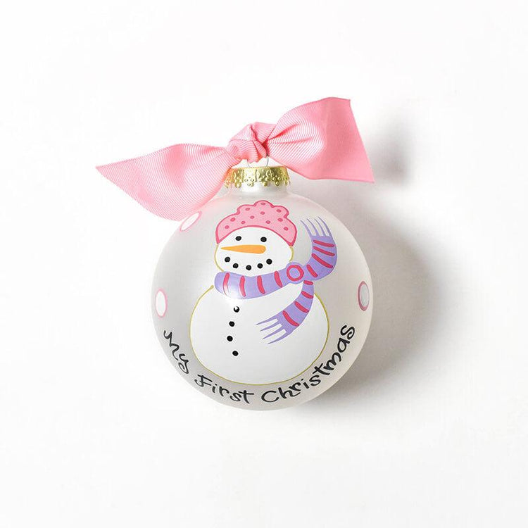 My First Christmas Snowman Girl 100mm Glass Ornament