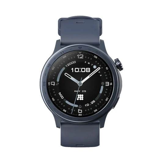 Smartwatch with a dark gray strap on a white background