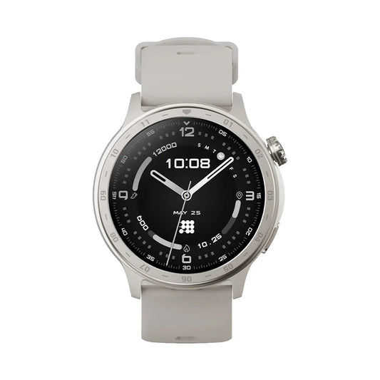 Smartwatch with a gray strap on a white background