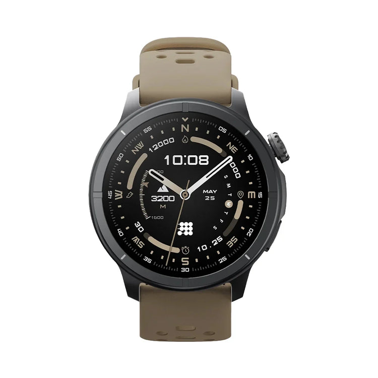 Smartwatch with a brown strap on a white background