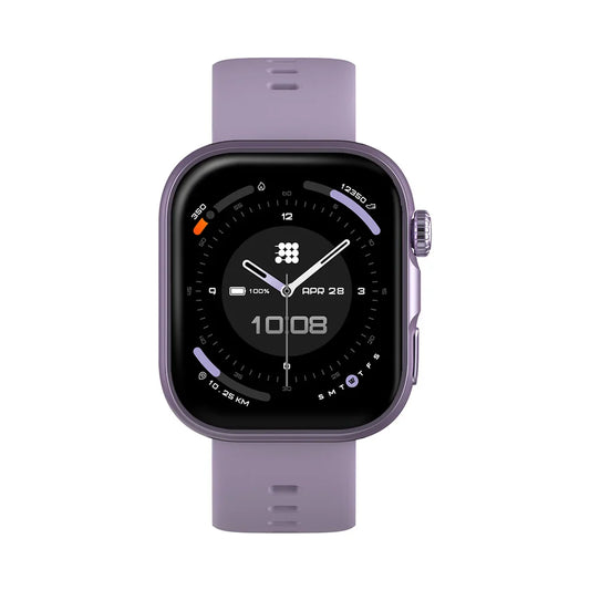 Smartwatch with a purple band on a white background
