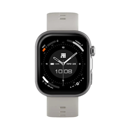 Smartwatch with a gray band on a white background
