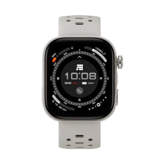 Smartwatch with a gray band on a white background