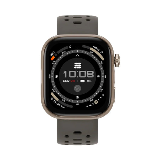 Smartwatch with a gray strap on a white background