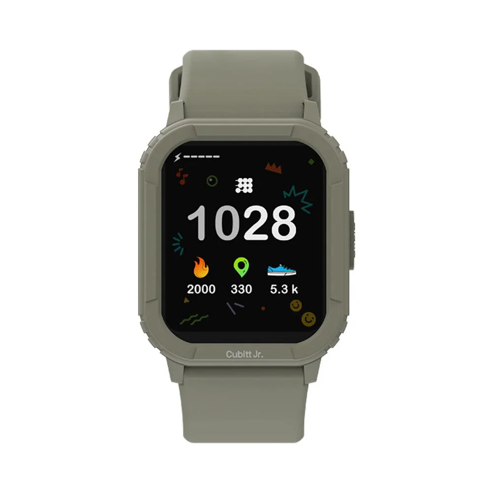 Smartwatch with a green band on a white background