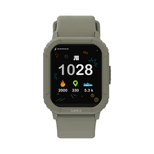 Smartwatch with a green band on a white background