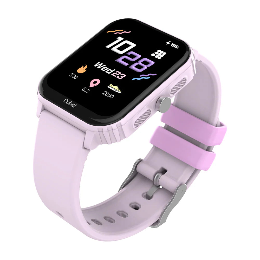 Smartwatch with a pink band on a white background