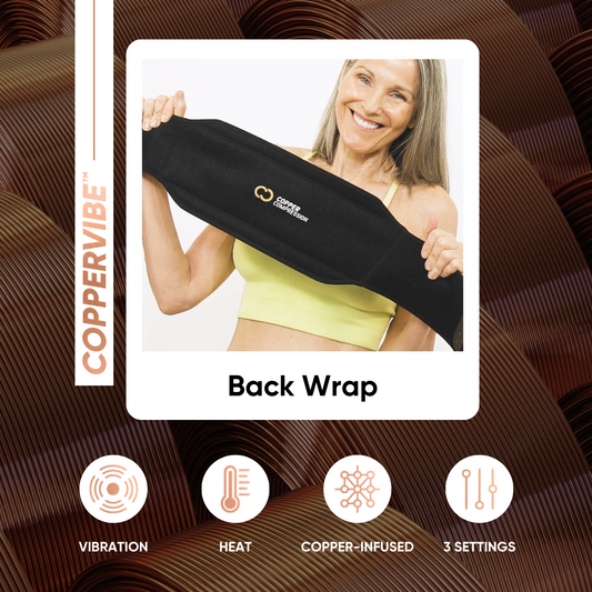 Packaging for CopperVibe Vibration + Heat Therapy Back Wrap