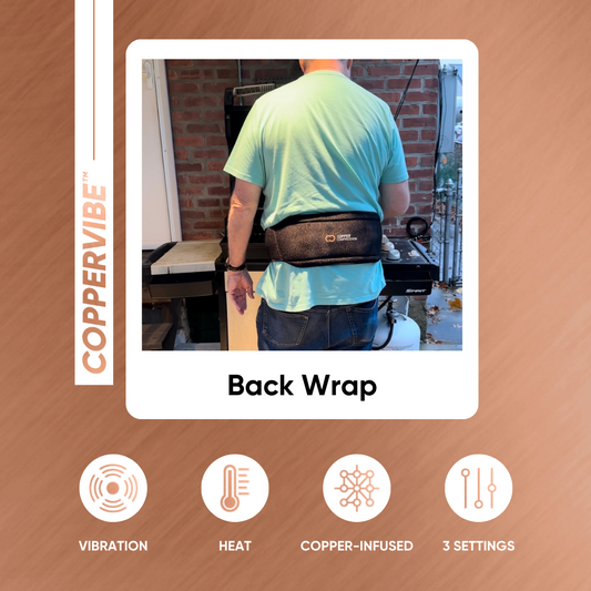 Packaging for CopperVibe Vibration + Heat Therapy Back Wrap