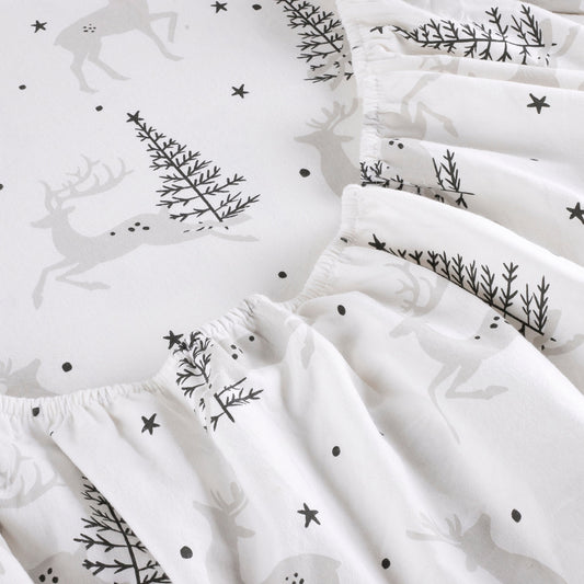 Kathy Ireland 100% Turkish Cotton Flannel Sheet Set - Christmas Deer