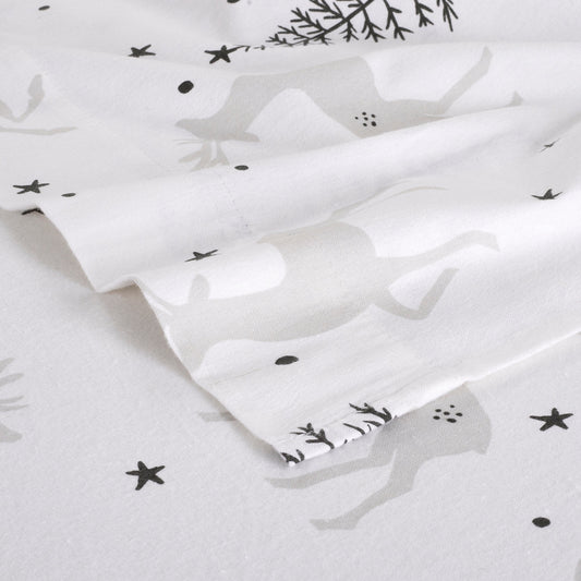 Kathy Ireland 100% Turkish Cotton Flannel Sheet Set - Christmas Deer
