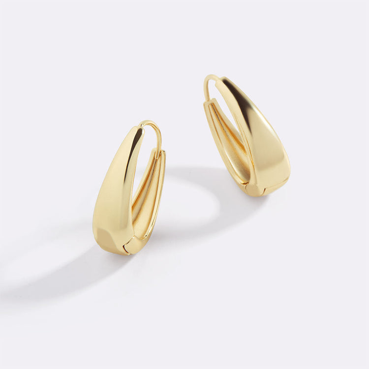 Chunky Teardrop Hoop Earrings - Gold