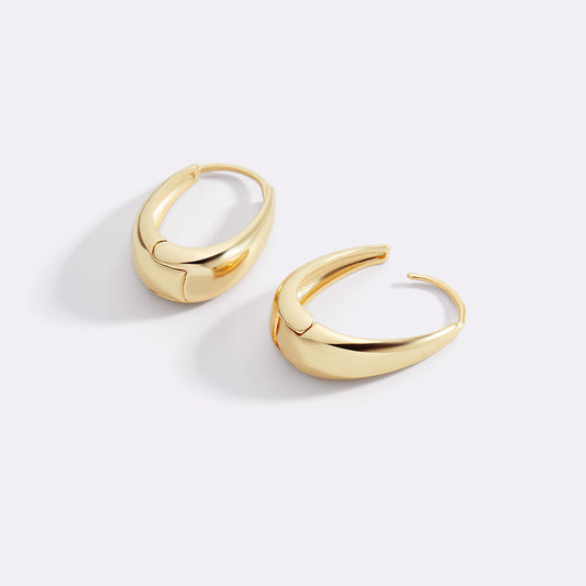 Chunky Teardrop Hoop Earrings - Gold
