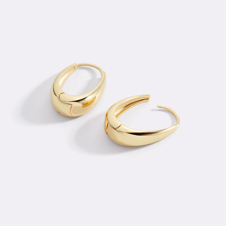 Chunky Teardrop Hoop Earrings - Gold