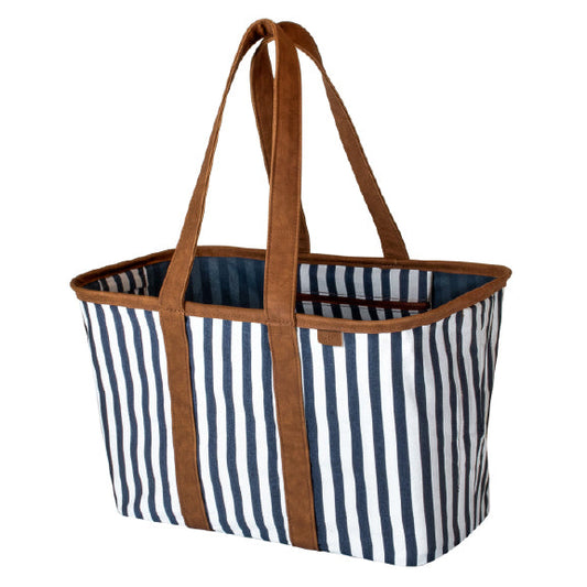 Collapsible LUXE Tote - 30L - Navy Striped