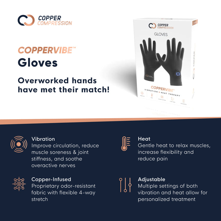 CopperVibe Vibration + Heat Therapy Gloves