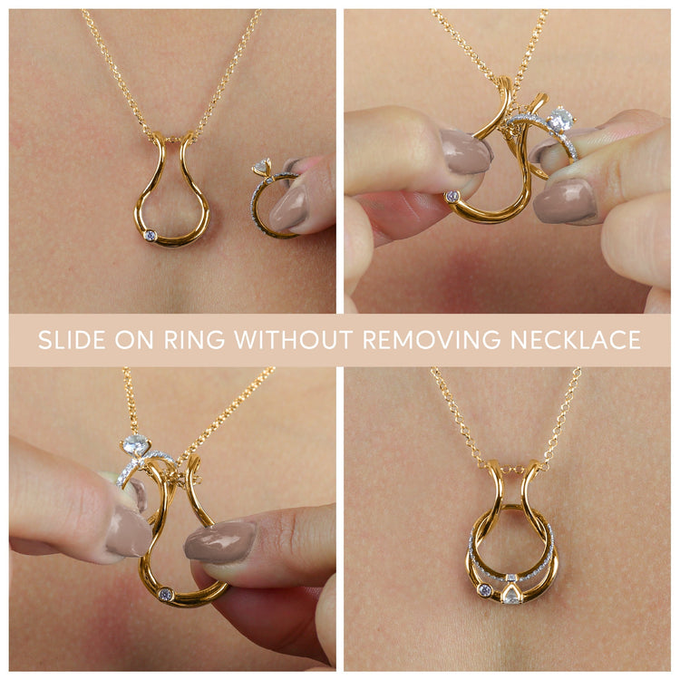 Patented Ring Holder Necklace - .925 Sterling Silver - Gold Plated