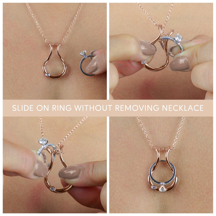 Patented Ring Holder Necklace - .925 Sterling Silver - Rose Gold Plated