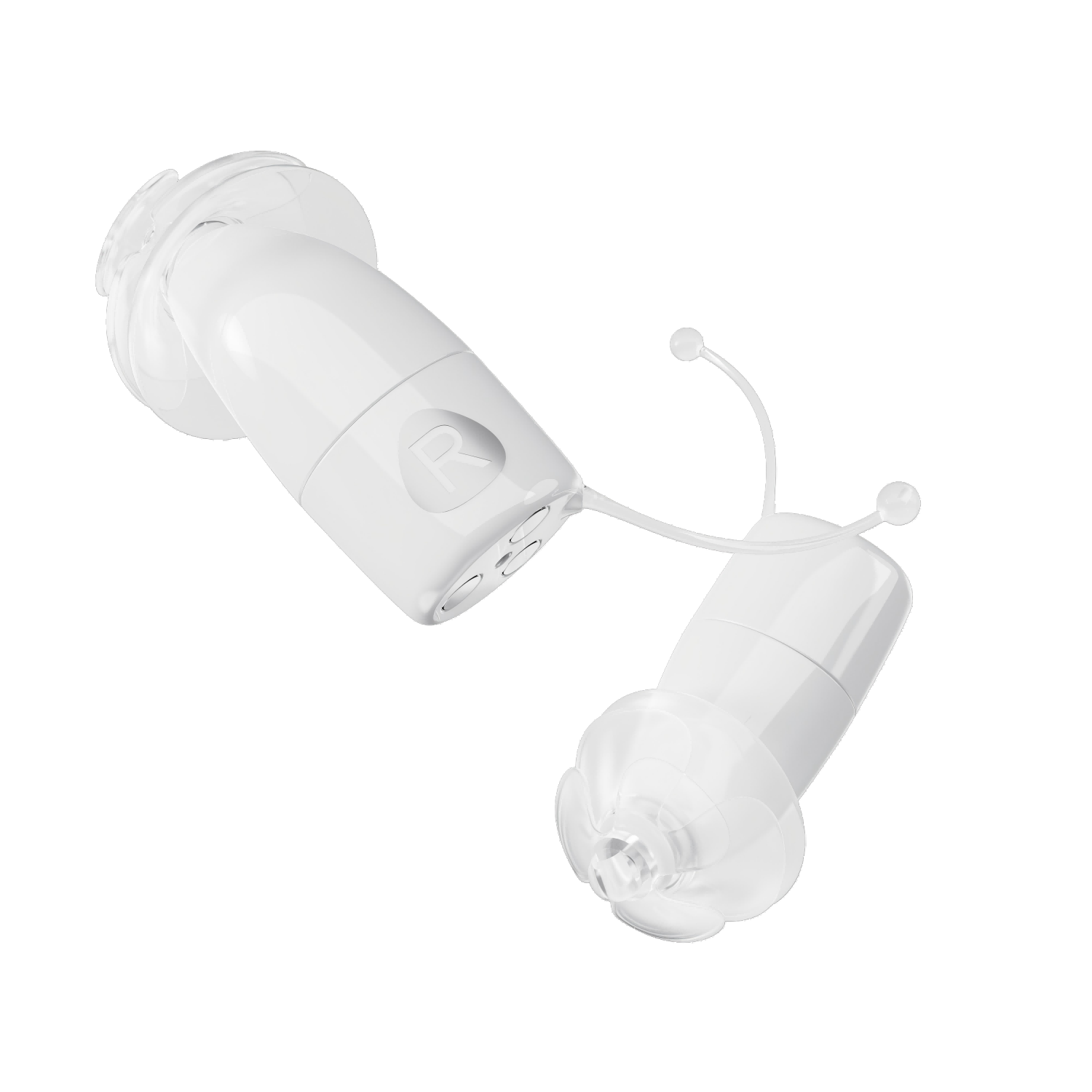 Two white USB devices on a white background