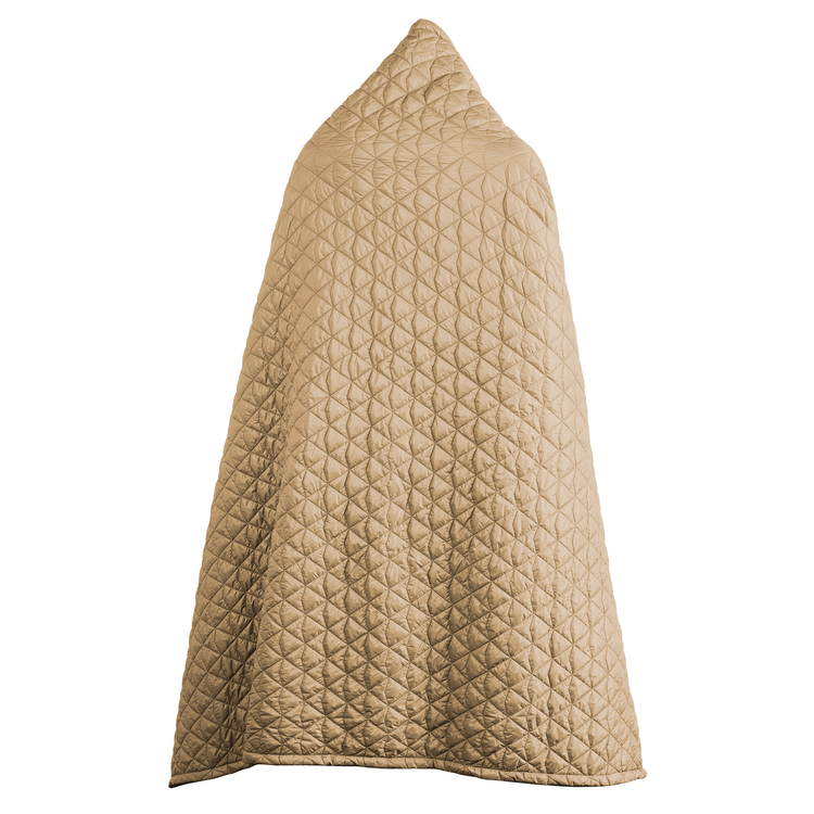 Beige quilted poncho on a white background