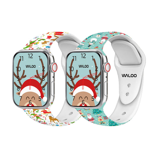 Christmas Themed Silicone Sport Band For Apple Watch  (2 Pack)