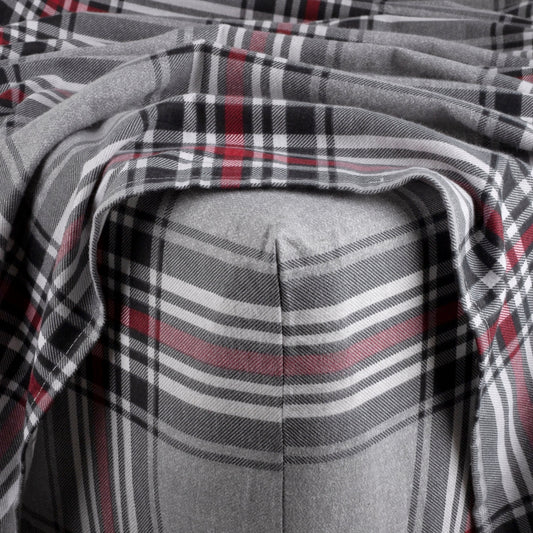 Kathy Ireland 100% Turkish Cotton Flannel Sheet Set - Crimson Check