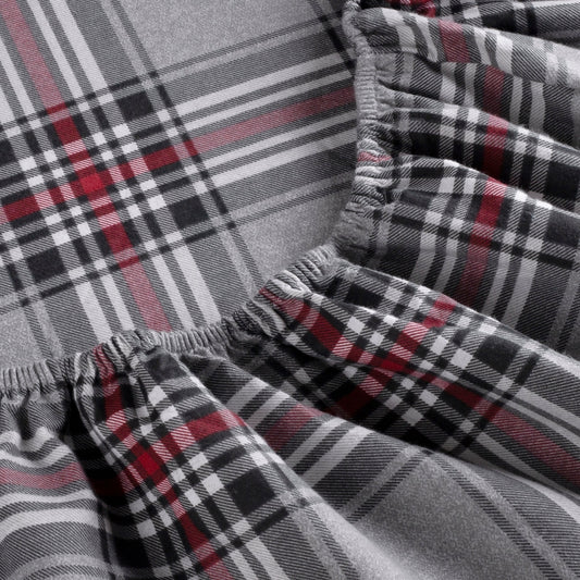 Kathy Ireland 100% Turkish Cotton Flannel Sheet Set - Crimson Check