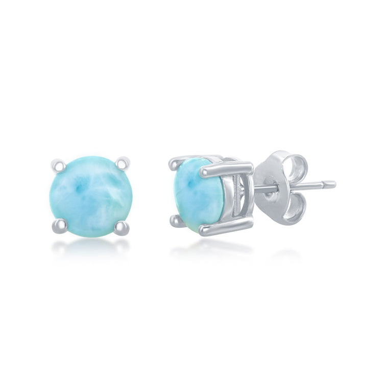 Sterling Silver 6mm Larimar Studs