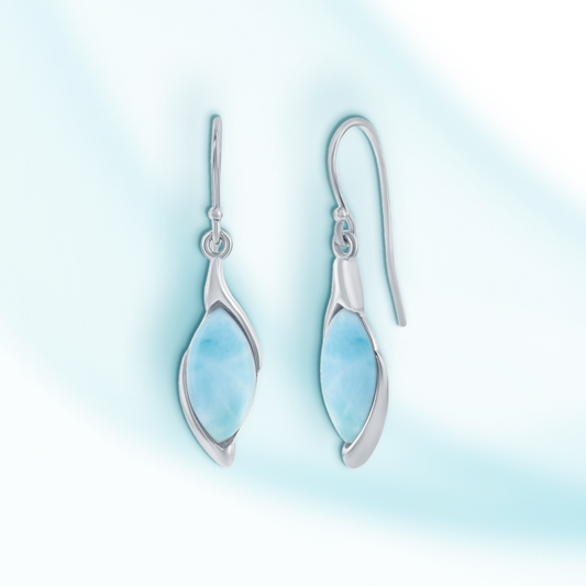 Sterling Silver Marquise Larimar Earrings