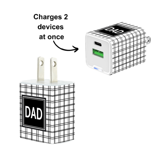 DAD Dual USB A & USB C 20W Quick Charger Gift Set with Black Cable