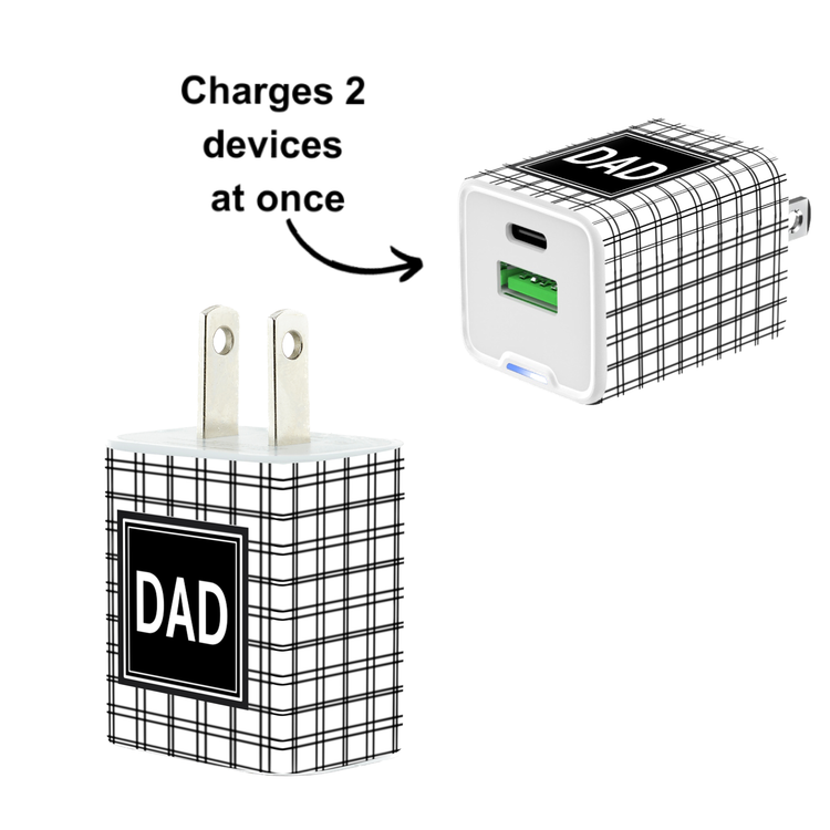 DAD Dual USB A & USB C 20W Quick Charger Gift Set with Black Cable