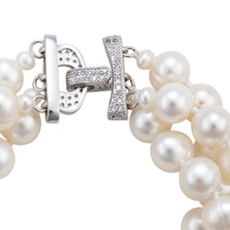 Three Strand Pearl Hook Bracelet