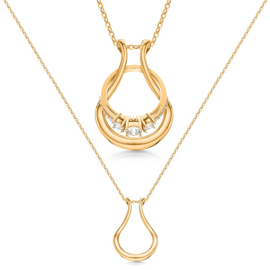 Patented Ring Holder Necklace - .925 Sterling Silver - Gold Plated